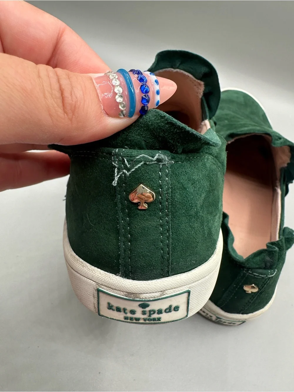 Kate Spade New York Lilly Suede Slip On Sneakers Women 7M Dark Green